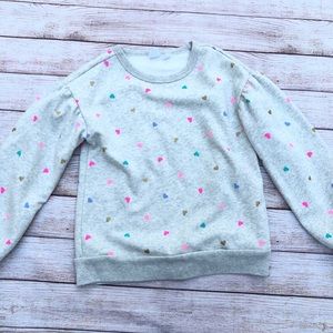 GAP Kids Puff Sleeve Sweatshirt Beige Hearts